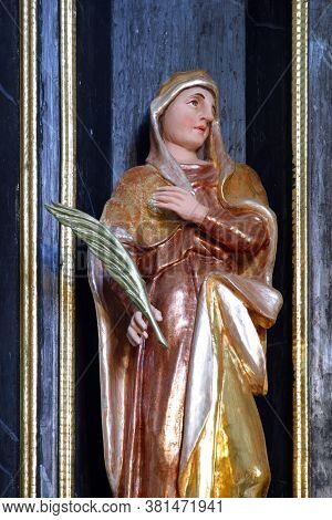 KLANJECKO JEZERO, CROATIA - NOVEMBER 06, 2013: Statue of a Saint on the Altar of Suffering in the chapel of Saint George at the Lake in Klanjecko Jezero, Croatia