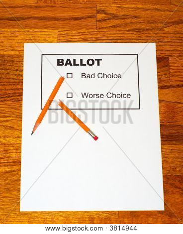 Morceaux de crayon sur faux Bulletin de vote