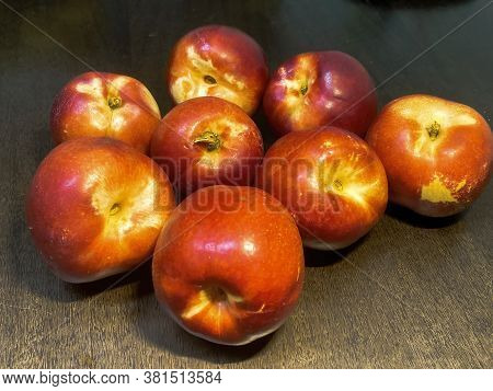 Nectarines, A Peach Of A Variety With Smooth, Thin, Brightly Colored Skin And Rich Firm Flesh, On Da