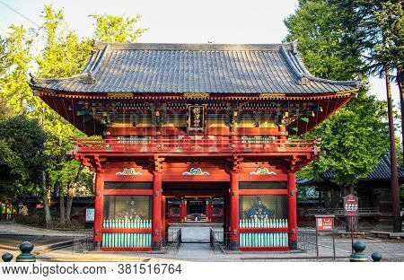Nezu, Bunkyo, Tokyo - 7 November 2019: The Romon Gate At Nezu Shrine
