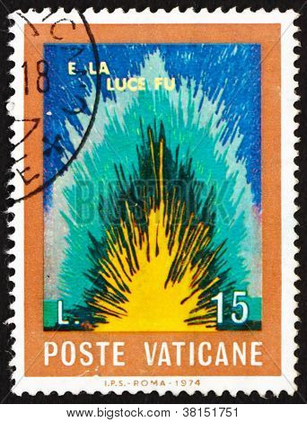 Francobollo Vaticano 1974 e c'era la luce, la Bibbia