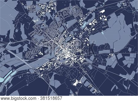 Map Of The City Of Canterbury, Kent, Uk