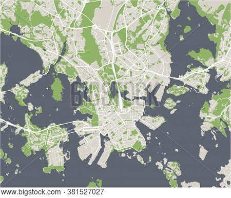 Map Of The City Of Helsinki, Finland