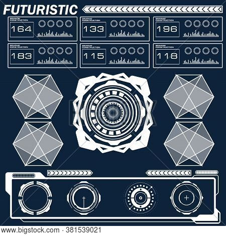 Set Of Black And White Infographic Elements. Head-up Display Elements For The Web And App. Futuristi