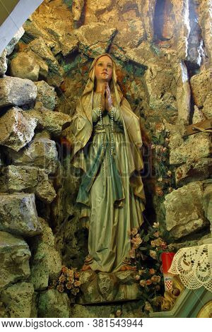 SOPJE, CROATIA - NOVEMBER 24, 2014: Our Lady of Lourdes, the parish church of Saint Mary Magdalene in Sopje, Croatia
