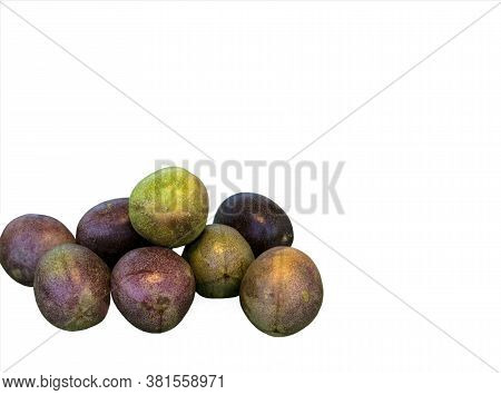 Pasiflora Fruits On White Background   With Copy Space