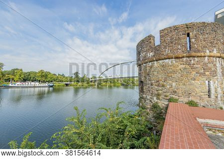 The Medieval Watchtower Was Part Of The Wyck City Wall On The Bank Of The Maas River (meuse) With Th