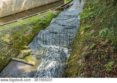 Fish Ladder Systems Or Landfill-pond Is A Fish Monitoring Channel Or Fish Transfer System On The Riv
