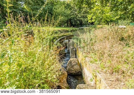 City Park With Its Fish Monitoring Canal Or Fish Transfer System On The Jeker River, Fish Passage Wi
