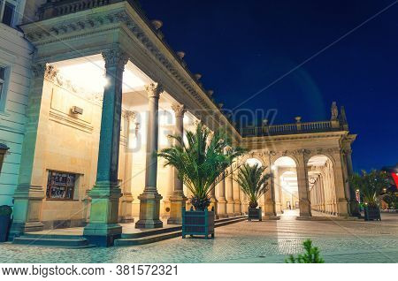 The Mill Colonnade Mlynska Kolonada Neo-renaissance Building With Columns And Hot Springs In Spa Tow