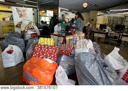 Salvador, Bahia / Brazil - December 13, 2017: Letter Written By Poor Children For The Post Office Ch