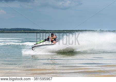 Tanjung Benoa, Bali / Indonesia - 11/14/2016 Tourists Jet Skiing In Benoa Bay Bali