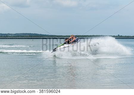 Tanjung Benoa, Bali / Indonesia - 11/14/2016 Tourists Jet Skiing In Benoa Bay Bali