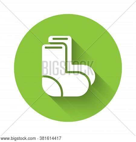 White Valenki Icon Isolated With Long Shadow. National Russian Winter Footwear. Traditional Warm Boo