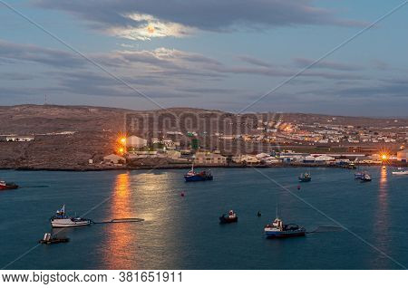 Luderitz, Namibia - June 15, 2011: A Night View Of Luderitz As Seen From Top Opf The Old Lighthouse 