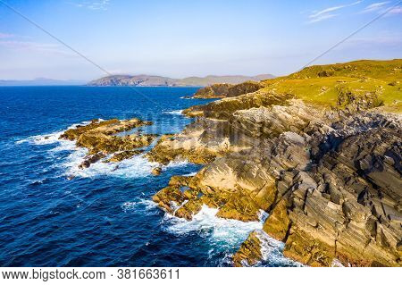 Aerial View Of The Coastline At Daros In County Donegal - Ireland.