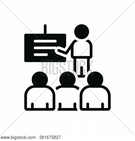 Black Solid Icon For Presentation Display Demonstration Show Exhibit Signalize  Audience Viewer Spec