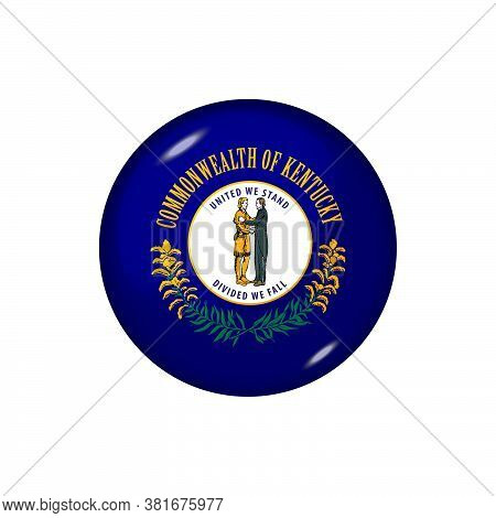 Icon Flag Of Kentucky . Round Glossy Flag. Vector Illustration. Eps 10