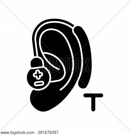 Hearing Loop Black Glyph Icon. Assistive Listening Technology. Audio Induction Loop System. Hearing 
