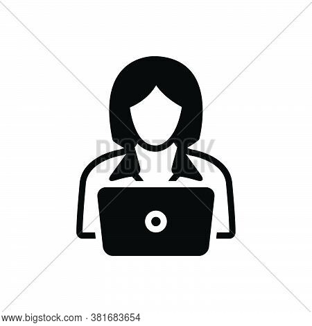 Black Solid Icon For Worker Roustabout Operator Laptop Breadwinner Employee Trader Peasant Laborer