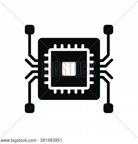 Black Solid Icon For Chip Circuit Semiconductor Hardware Microchip Board Digital Memory Electronic