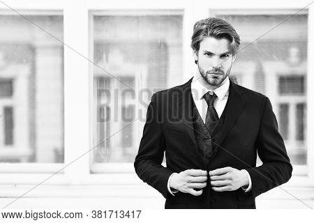 Businessman In Office. Confidence And Charisma Confidence And Charisma Concept, Copy Space