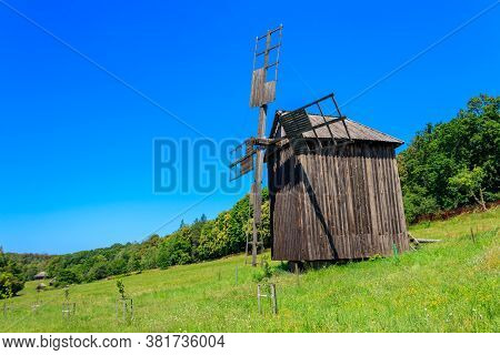 Old Wooden Windmill In Pyrohiv (pirogovo) Village Near Kiev, Ukraine