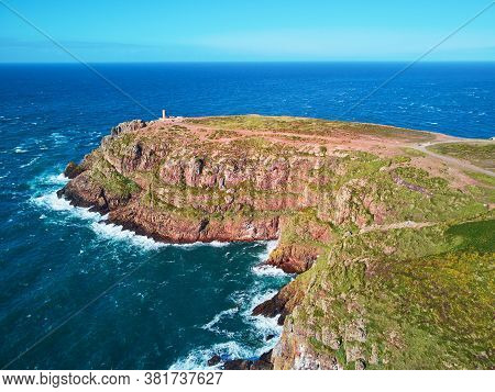 Scenic View Of Cape Frehel, One Of The Most Popular Tourist Destinations In Brittany, France. Aerial