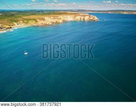 Scenic View Of Crozon Peninsula, One Of The Most Popular Tourist Destinations In Brittany, France. A