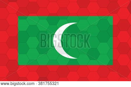 Maldives Flag Illustration. Futuristic Maldivian Flag Graphic With Abstract Hexagon Background Vecto