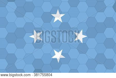 Micronesia Flag Illustration. Futuristic Micronesian Flag Graphic With Abstract Hexagon Background V