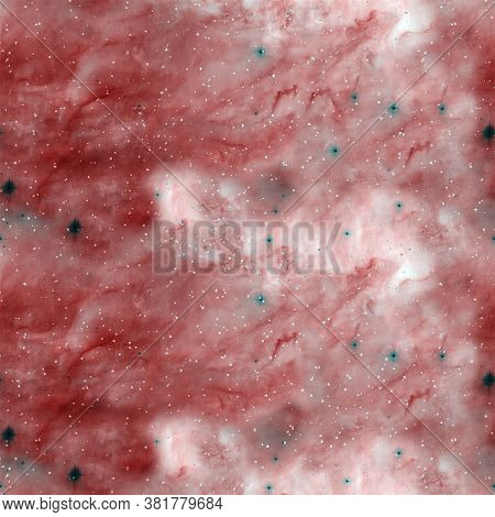 Galaxy Pattern Repeated Design. Red Abstract Background. Galaxy Pattern For Wrapping Paper, Fabric O