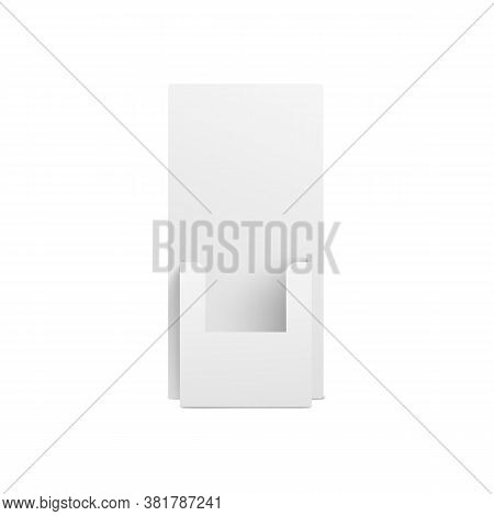 Realistic Cardboard Box Template Or Mockup And Display Holder For Promotional Materials And Flyers