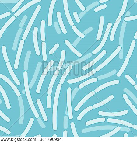 Seamless Vector Pattern With Lactococcal Bacteria. Vector Illustration.