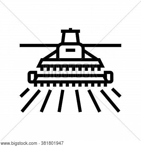 Hervesting Machine Line Icon Vector. Hervesting Machine Sign. Isolated Contour Symbol Black Illustra