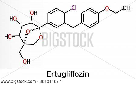 Ertugliflozin Molecule. It Is A Drug For The Treatment Of Diabetes. Skeletal Chemical Formula. Illus