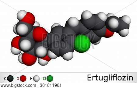 Ertugliflozin Molecule. It Is A Drug For The Treatment Of Diabetes. Molecular Model. 3d Rendering