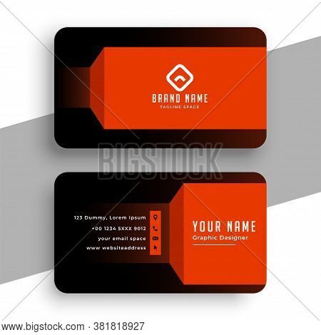 Black And Prange Geometric Business Card Template Design