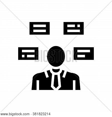 Human Comprehends Tasks Glyph Icon Vector. Human Comprehends Tasks Sign. Isolated Contour Symbol Bla