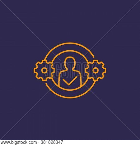 Hrm, Human Resource Management Linear Icon, Eps 10 File, Easy To Edit