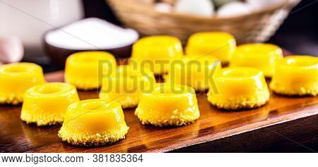 Brazilian Quindim Is A Sweet Made From Egg Yolk, Sugar And Grated Coconut. Corresponds To The Portug