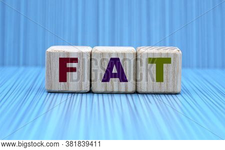 Concept Word Fat (file Allocation Table) On Cubes On A Blue Background. Business Concept