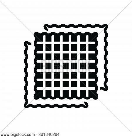 Black Solid Icon For Fabric Cloth Textile Cloths Weft Raiment Costume Attire Texture Structure