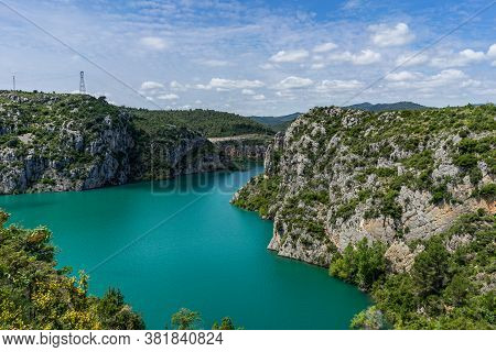 Cinca River And El Grado Reservoir, View From Torreciudad. Huesca Province. Spain