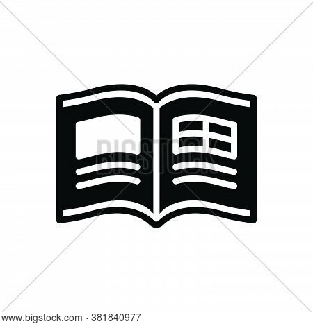 Black Solid Icon For Magazine Booklet Reading Newspaper Journal Mag Read Open