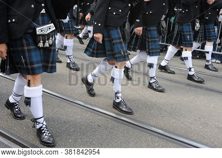 Basel, Switzerland - July 24, 2010: Scottish Music Group. 5th Annyversary Of Basel Tattoo Switzerlan