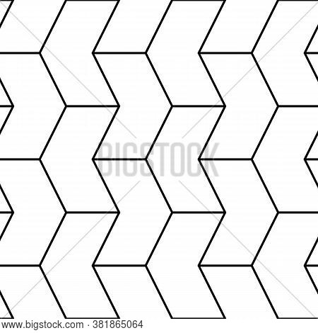 Mosaic. Zigzag Figures Ornament. Repeated Puzzle Shapes Background. Arrows Motif. Chevrons Tiles Wal