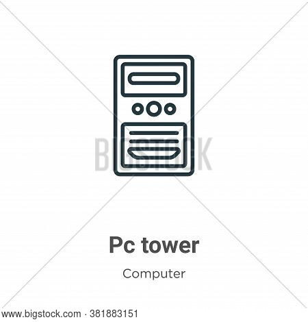 Pc tower icon isolated on white background from computer collection. Pc tower icon trendy and modern