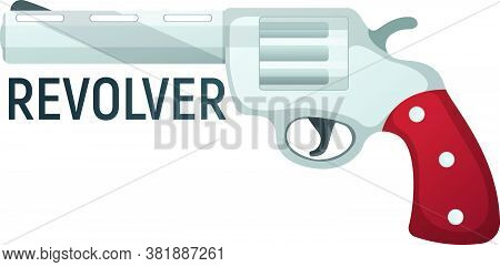 Revolver Pistol Icon, Self Defense Weapon, Concept Cartoon Vector Illustration, Isolated On White. S