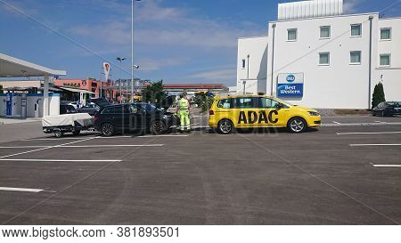 Bad Rappenau, Germany- July 21, 2020: The Adac General German Automobile Club Service Man From Yello